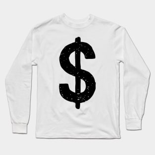 Dollar Sign Doodle Black Long Sleeve T-Shirt